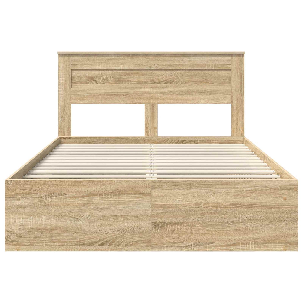 vidaXL Ramka łóżka Dąb Sonoma 150 x 200 cm Lite drewno sosnowe