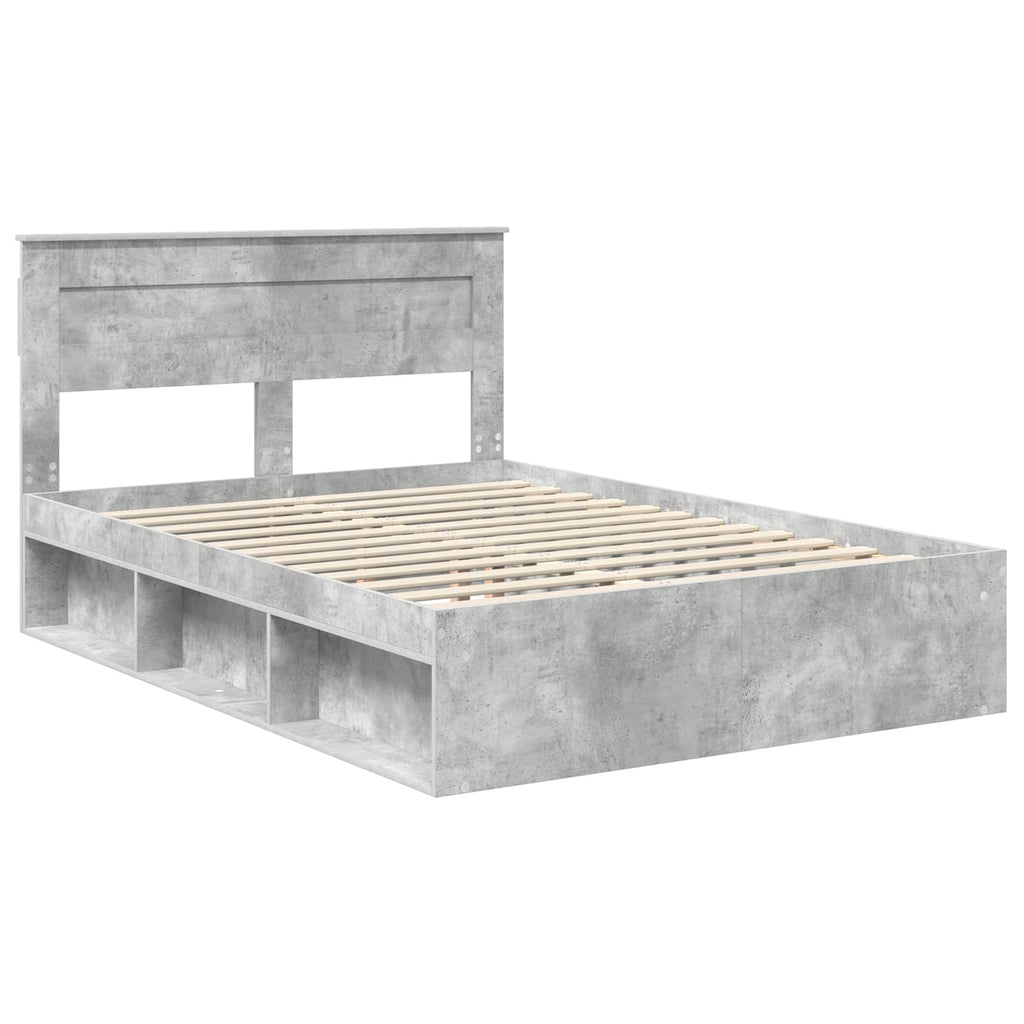 vidaXL Ramka łóżka Szary beton 150 x 200 cm Lite drewno sosnowe