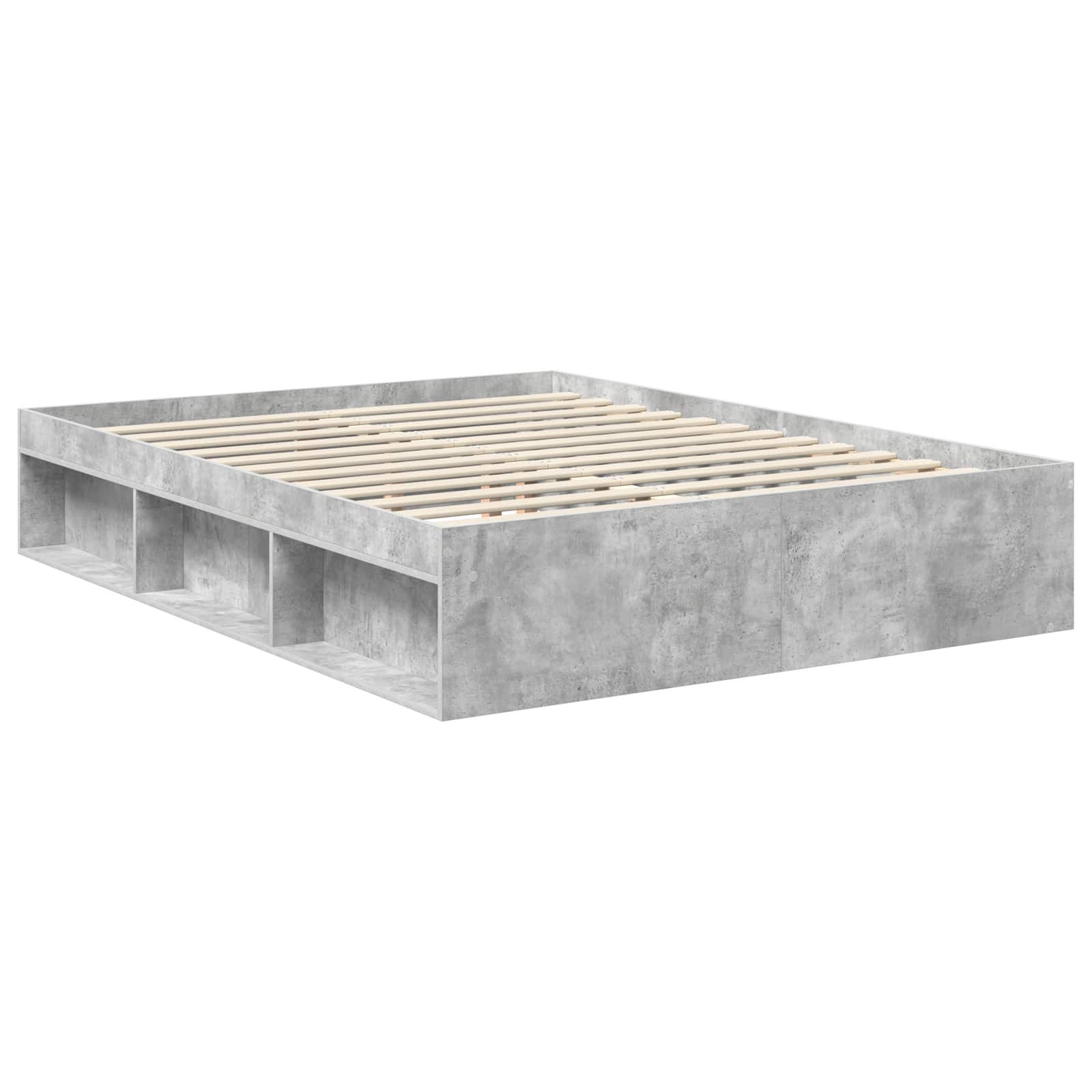 vidaXL Ramka łóżka Szary beton 150 x 200 cm Lite drewno sosnowe