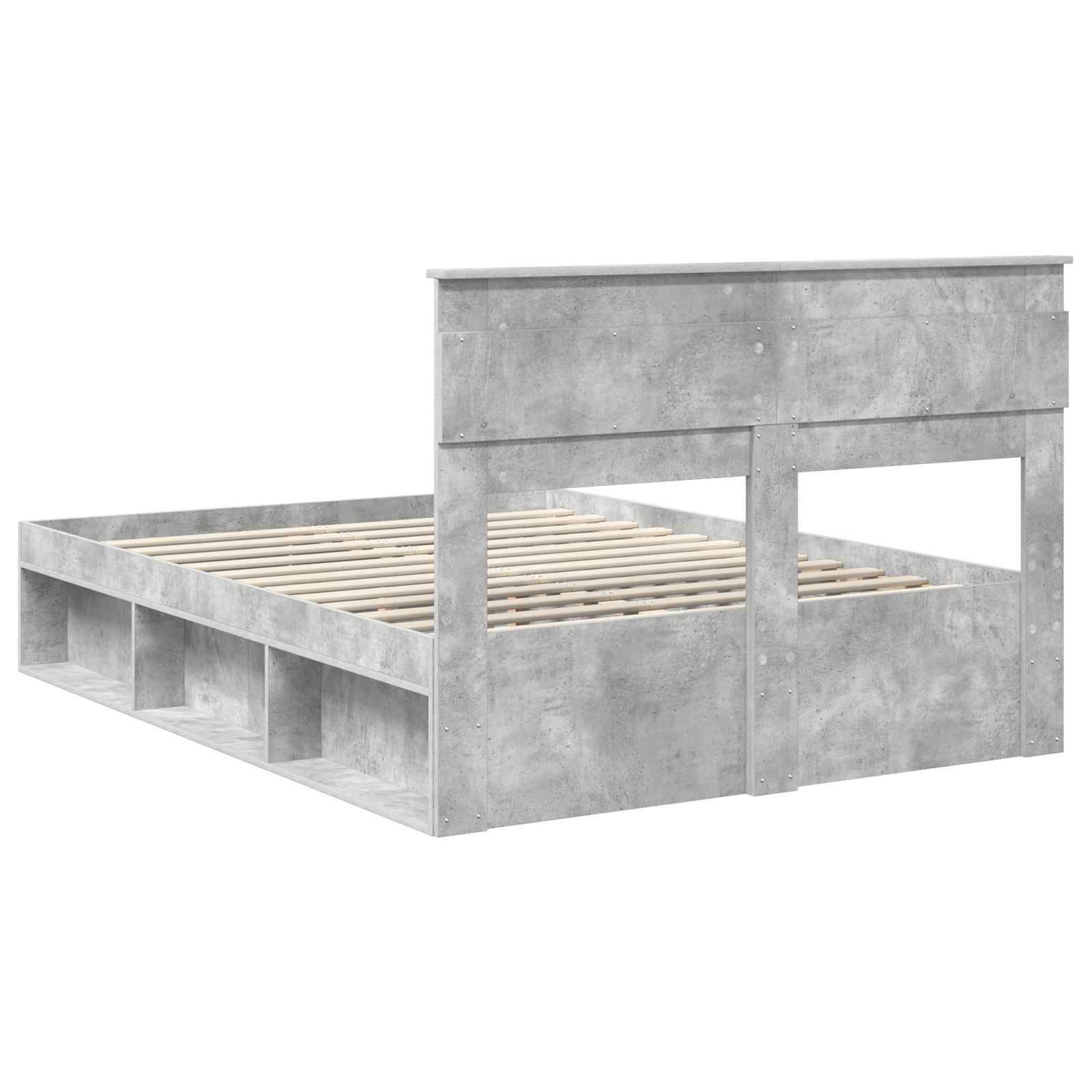 vidaXL Ramka łóżka Szary beton 150 x 200 cm Lite drewno sosnowe