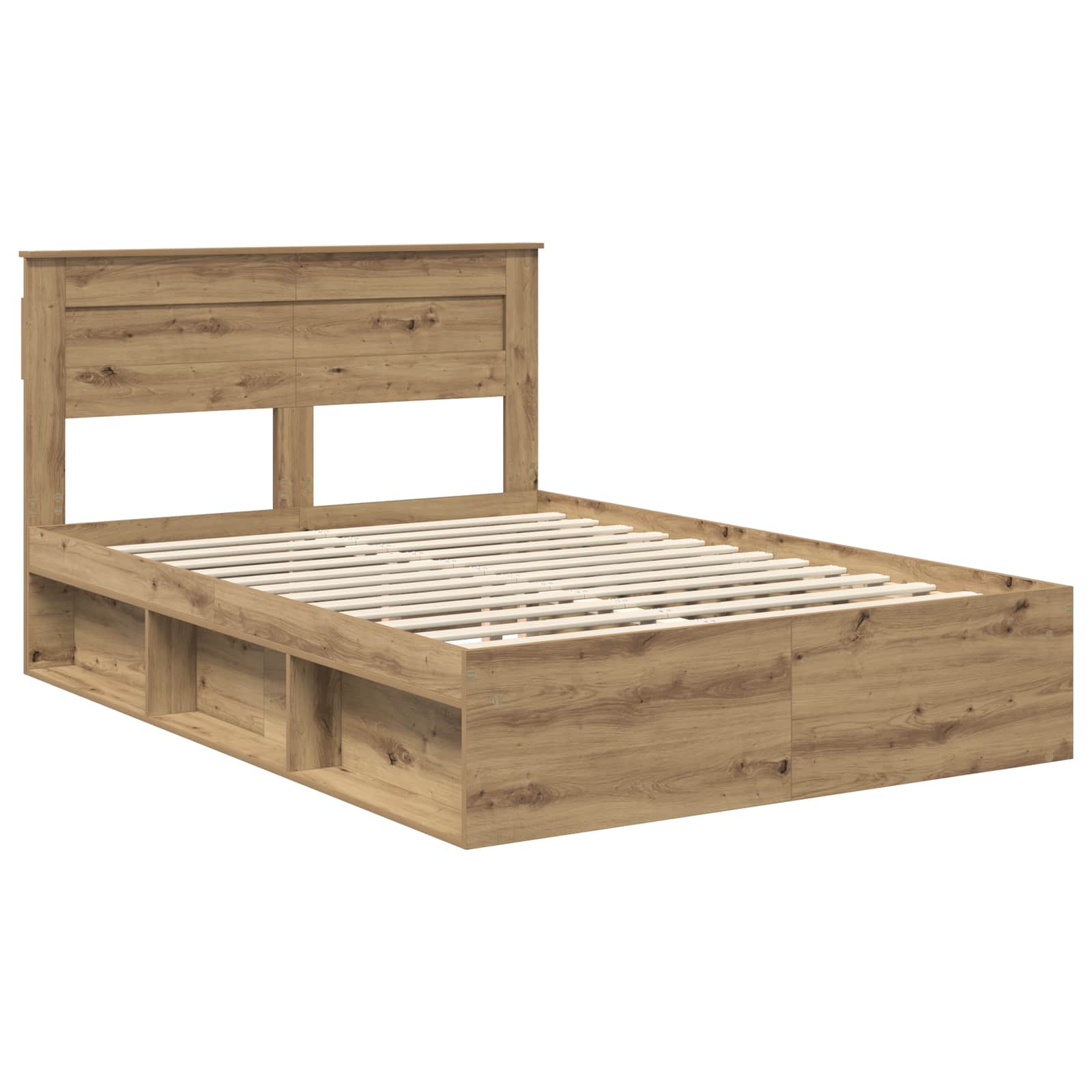 vidaXL Ramka łóżka Dąb rzemieślniczy 140 x 190 cm Lite drewno sosnowe