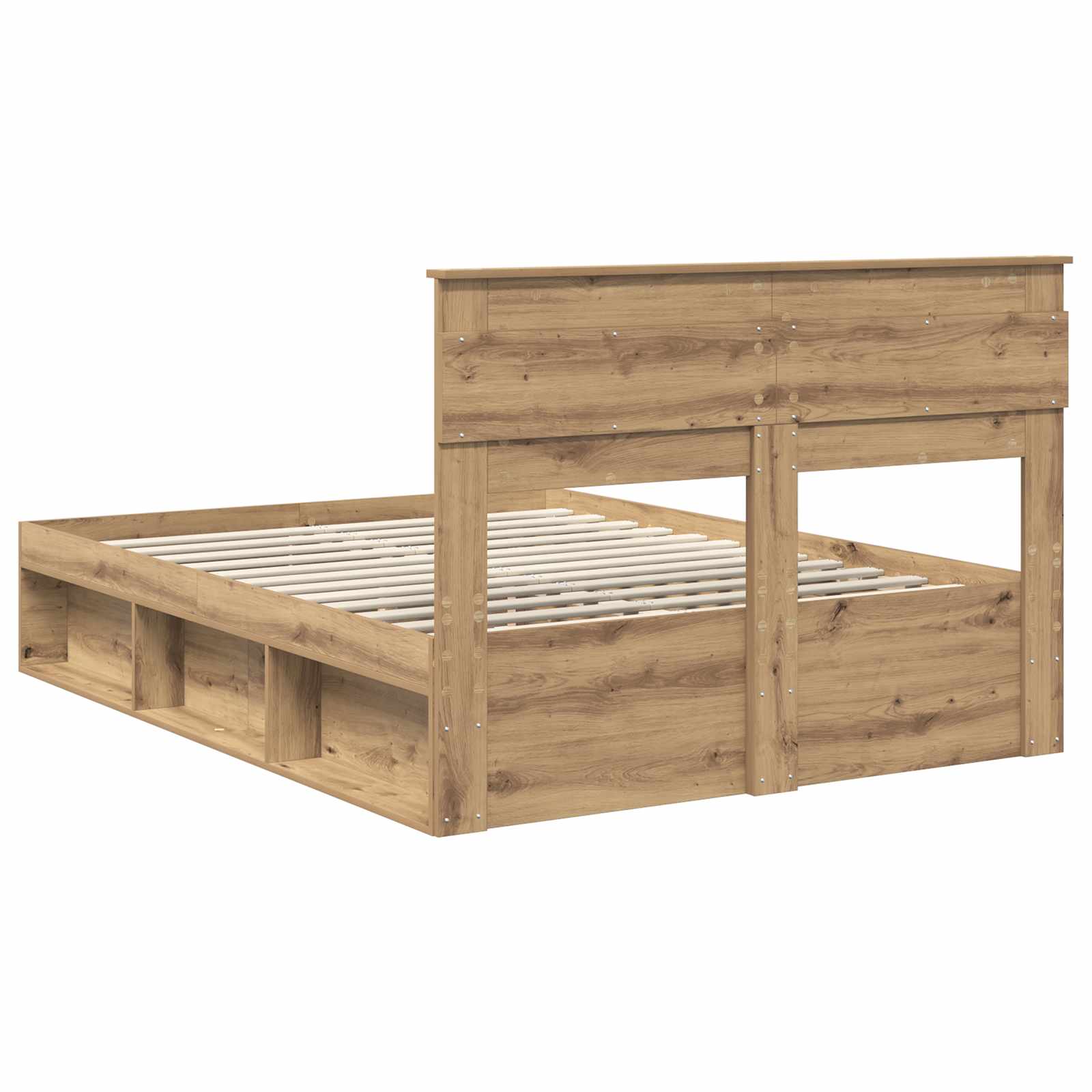 vidaXL Ramka łóżka Dąb rzemieślniczy 140 x 190 cm Lite drewno sosnowe