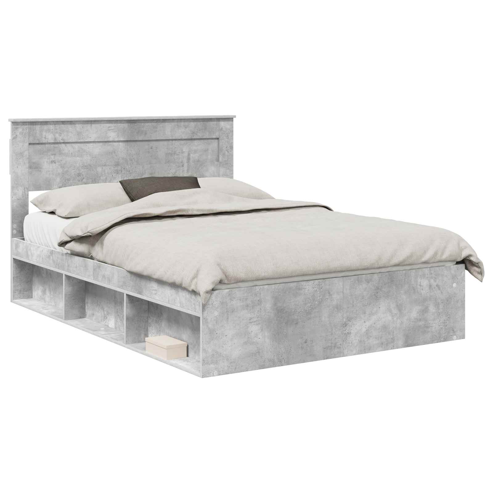 vidaXL Ramka łóżka Betonowy 140 x 200 cm Lite drewno sosnowe
