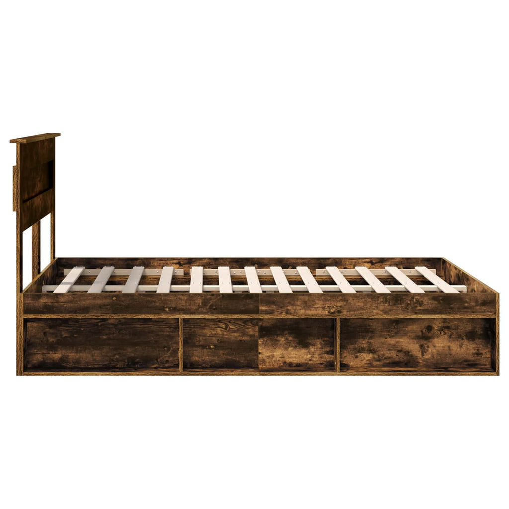 vidaXL Ramka łóżka Dąb wędzony 140 x 200 cm Lite drewno sosnowe