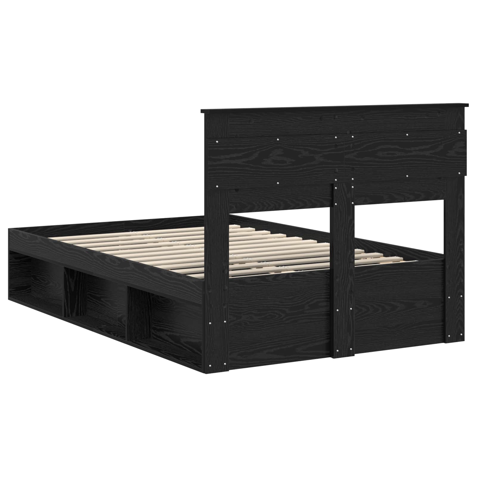 vidaXL Ramka łóżka Czarny 135 x 190 cm Lite drewno sosnowe