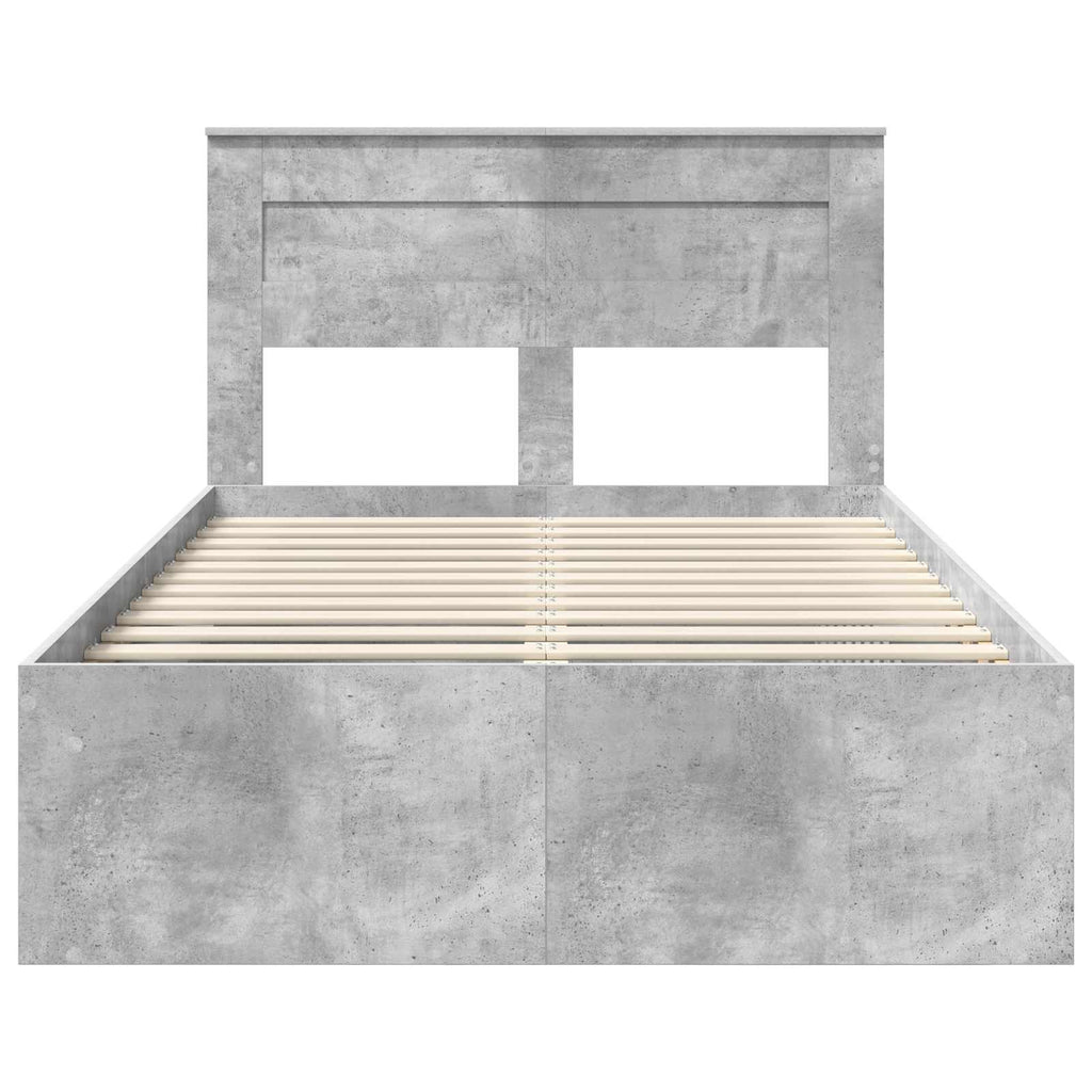 vidaXL Ramka łóżka Szary beton 135 x 190 cm Lite drewno sosnowe