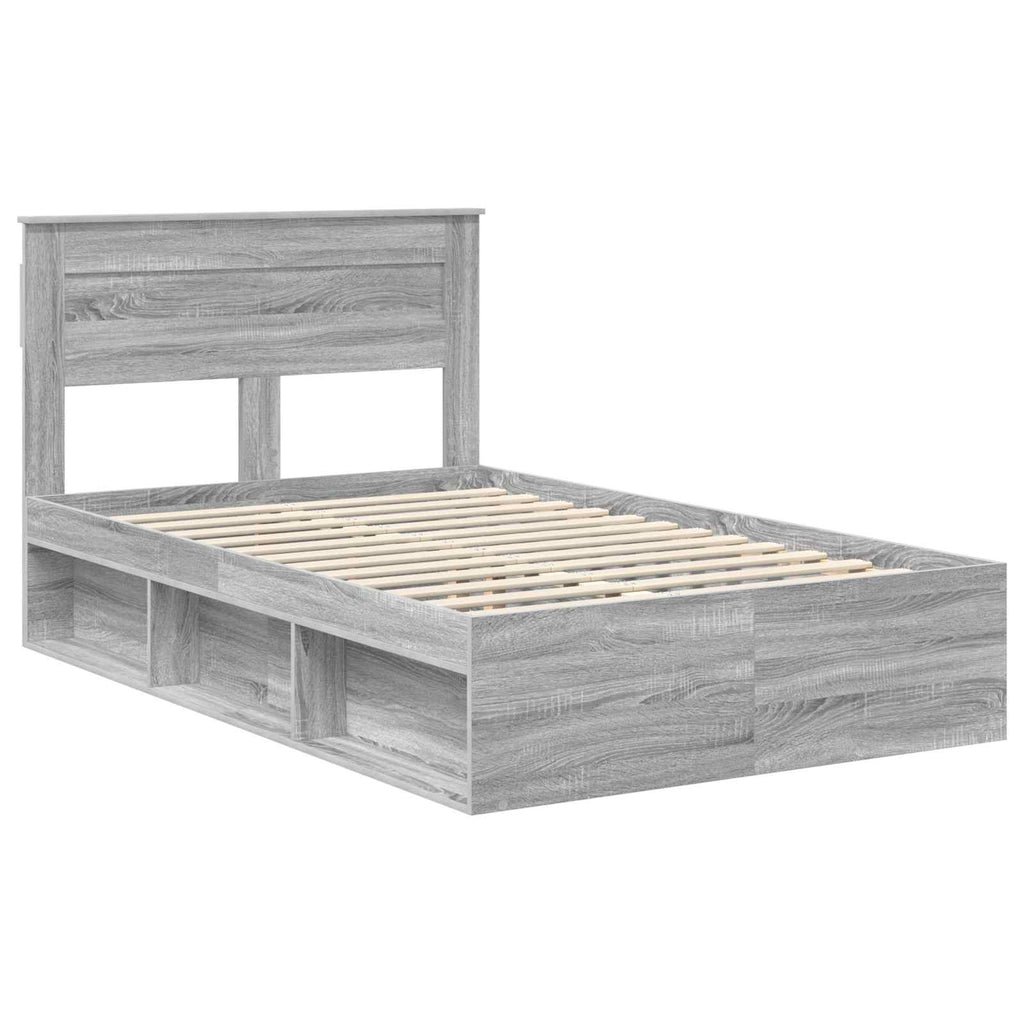 vidaXL Ramka łóżka Szary Sonoma 135 x 190 cm Lite drewno sosnowe