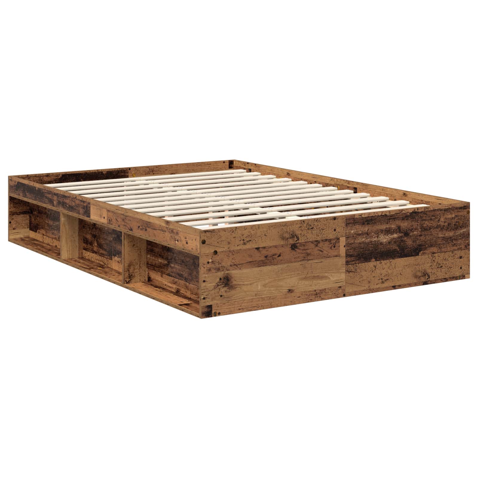 vidaXL Ramka łóżka Stare drewno 135 x 190 cm Lite drewno sosnowe