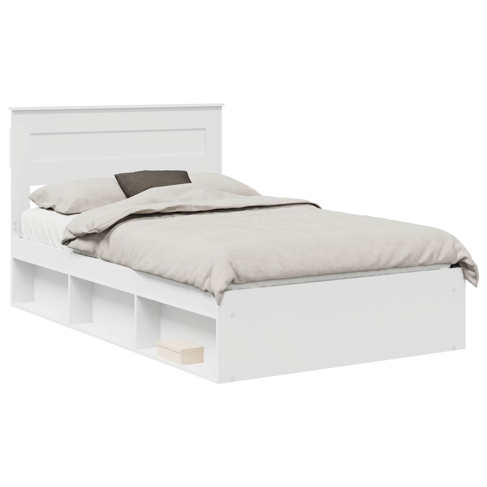 vidaXL Ramka łóżka Z zagłówkiem Biały 120 x 190 cm Lite drewno sosnowe