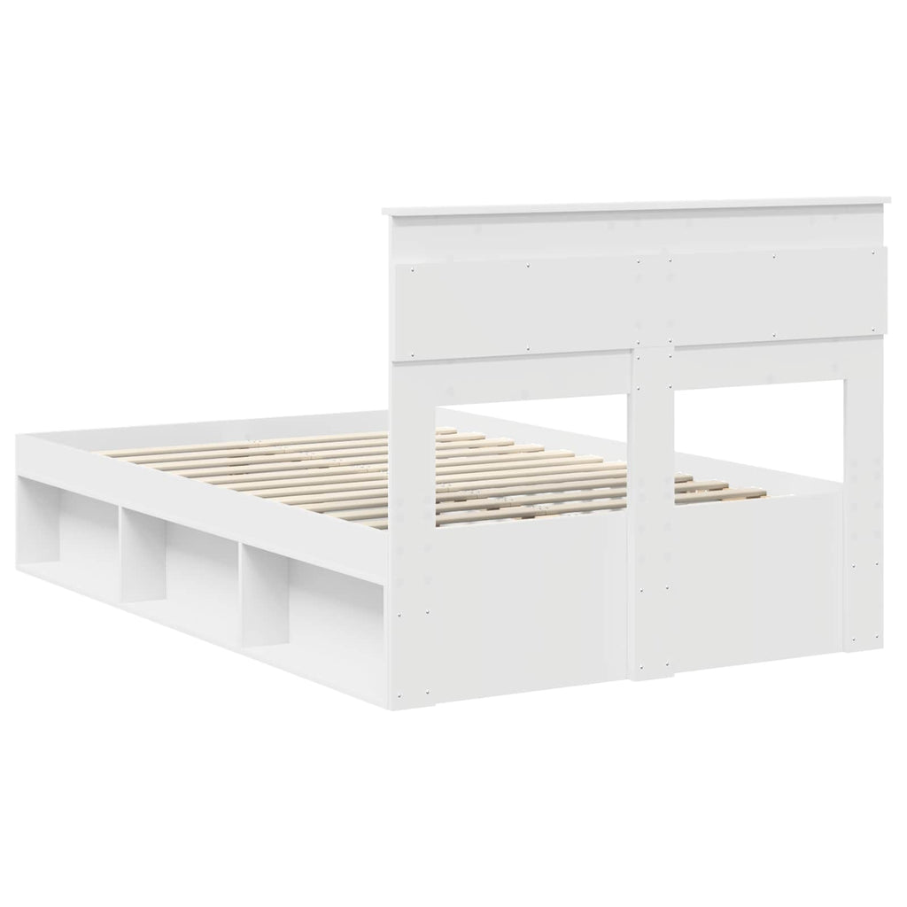 vidaXL Ramka łóżka Z zagłówkiem Biały 120 x 190 cm Lite drewno sosnowe