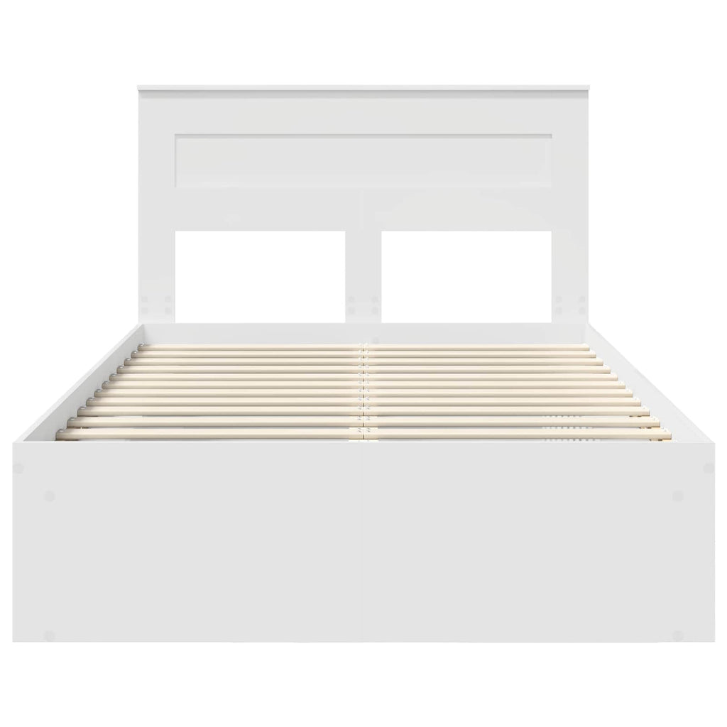 vidaXL Ramka łóżka Z zagłówkiem Biały 120 x 190 cm Lite drewno sosnowe