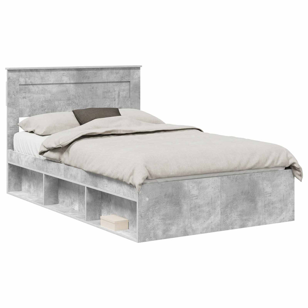 vidaXL Ramka łóżka Betonowy 120 x 190 cm Lite drewno sosnowe