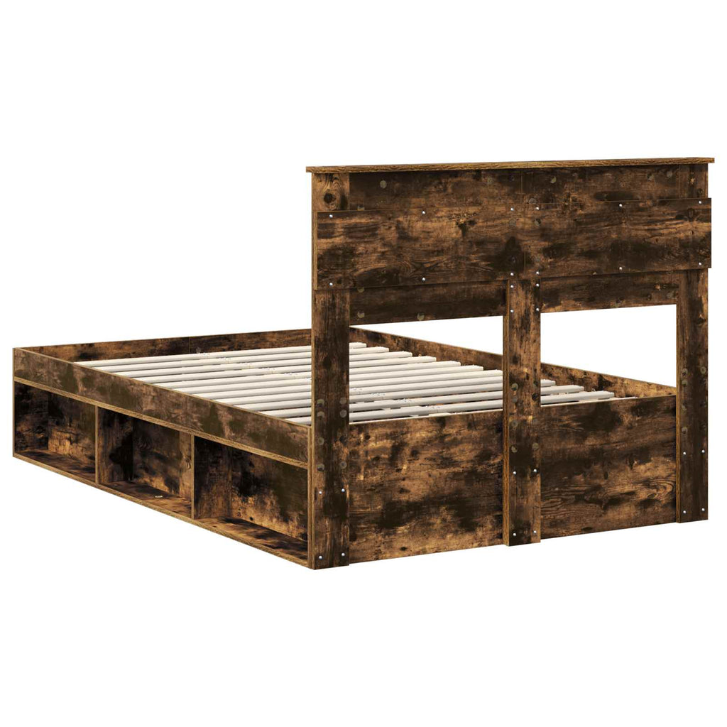 vidaXL Ramka łóżka Dąb wędzony 120 x 190 cm Lite drewno sosnowe