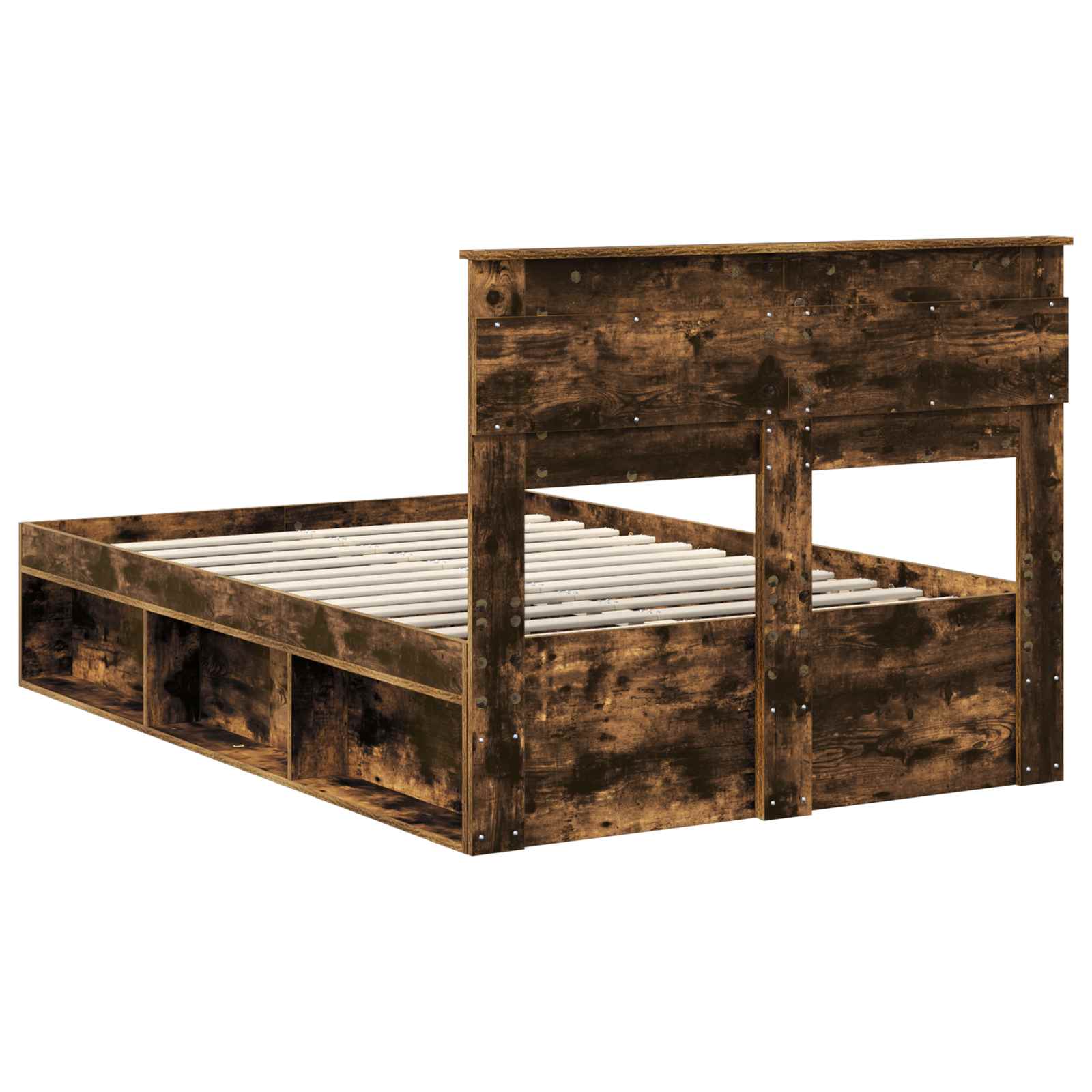 vidaXL Ramka łóżka Dąb wędzony 120 x 190 cm Lite drewno sosnowe