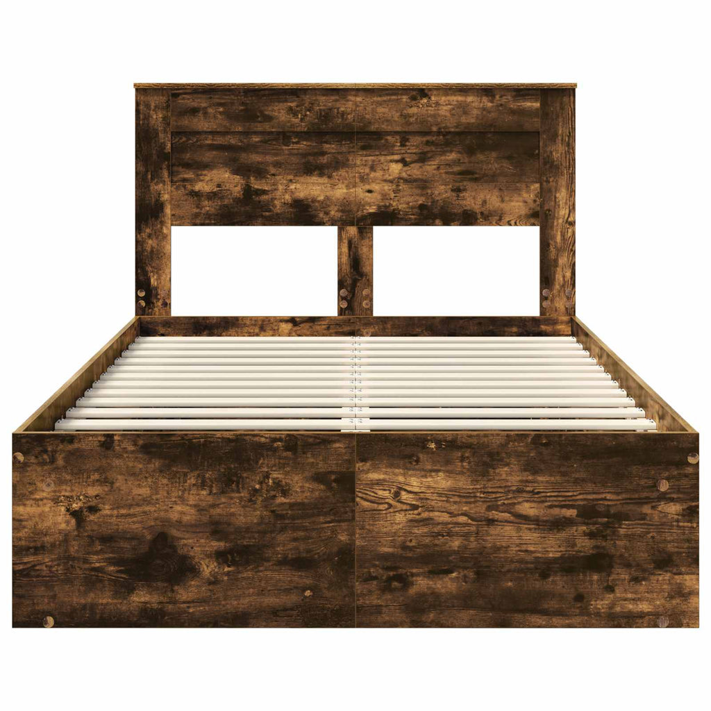vidaXL Ramka łóżka Dąb wędzony 120 x 190 cm Lite drewno sosnowe