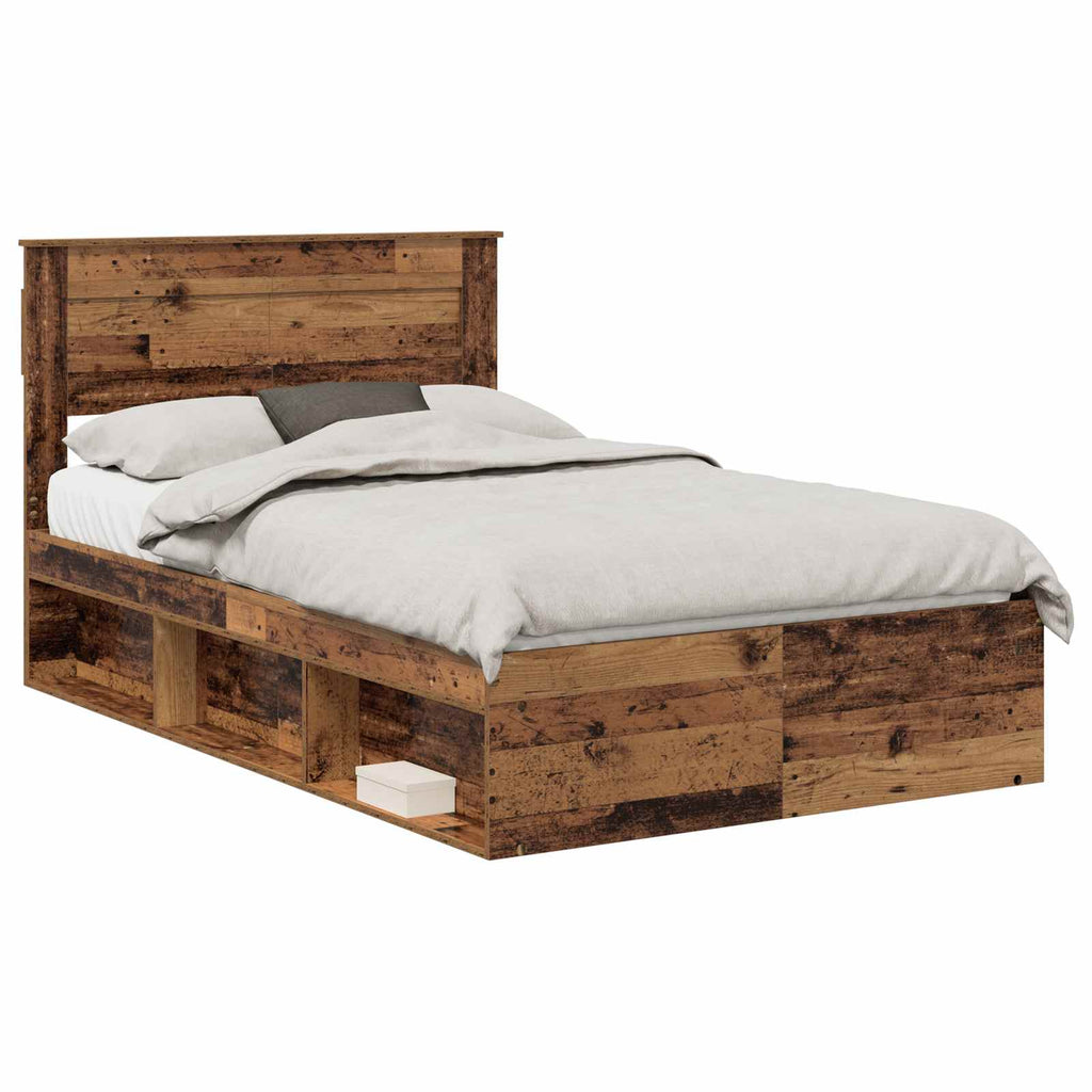 vidaXL Ramka łóżka Stare drewno 120 x 190 cm Lite drewno sosnowe