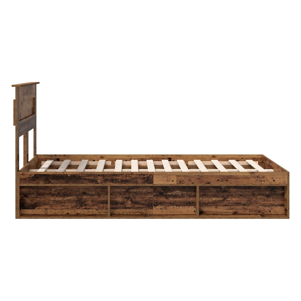 vidaXL Ramka łóżka Stare drewno 120 x 190 cm Lite drewno sosnowe