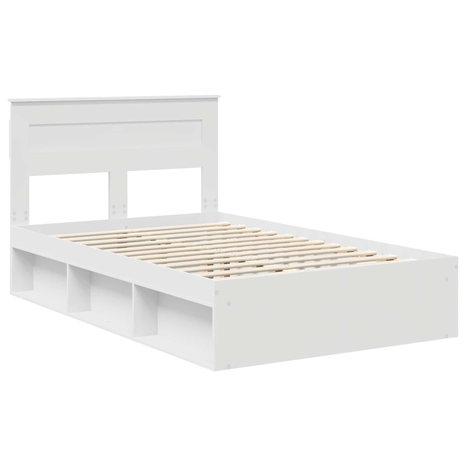 vidaXL Ramka łóżka Z zagłówkiem Biały 120 x 200 cm Lite drewno sosnowe