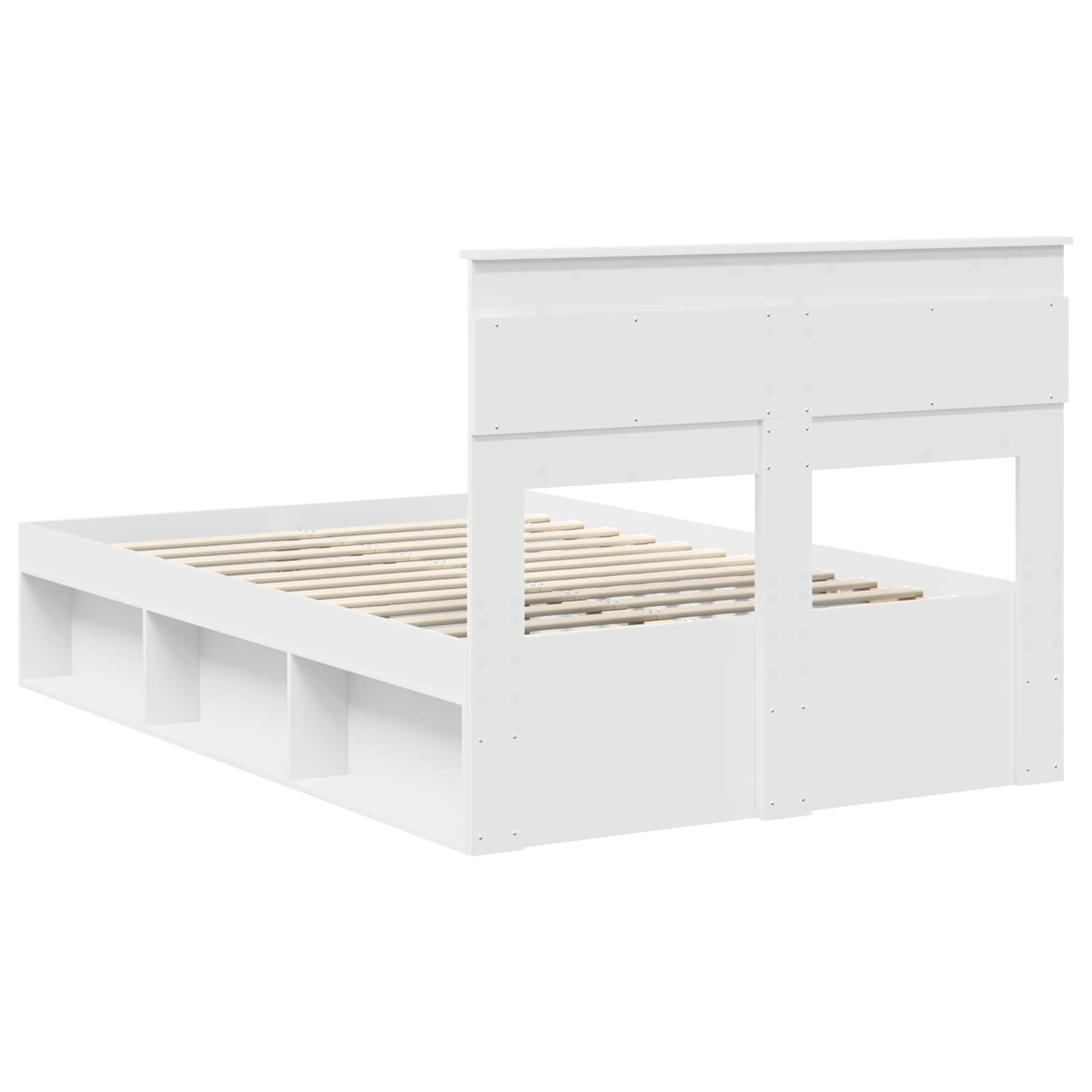 vidaXL Ramka łóżka Z zagłówkiem Biały 120 x 200 cm Lite drewno sosnowe