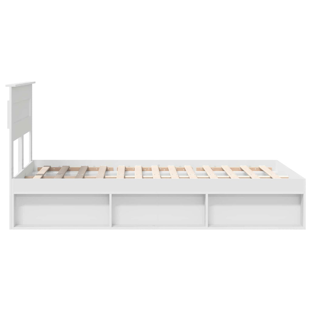 vidaXL Ramka łóżka Z zagłówkiem Biały 120 x 200 cm Lite drewno sosnowe