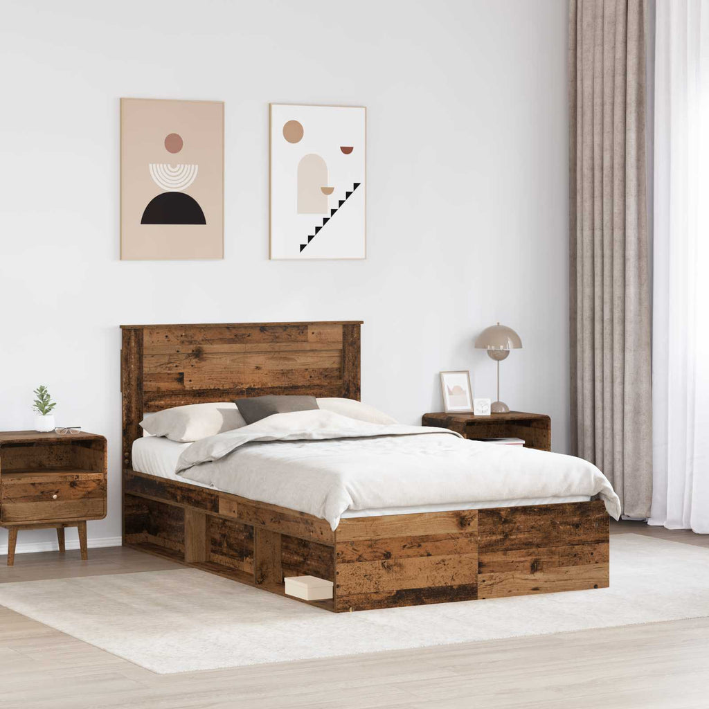 vidaXL Ramka łóżka Stare drewno 120 x 200 cm Lite drewno sosnowe