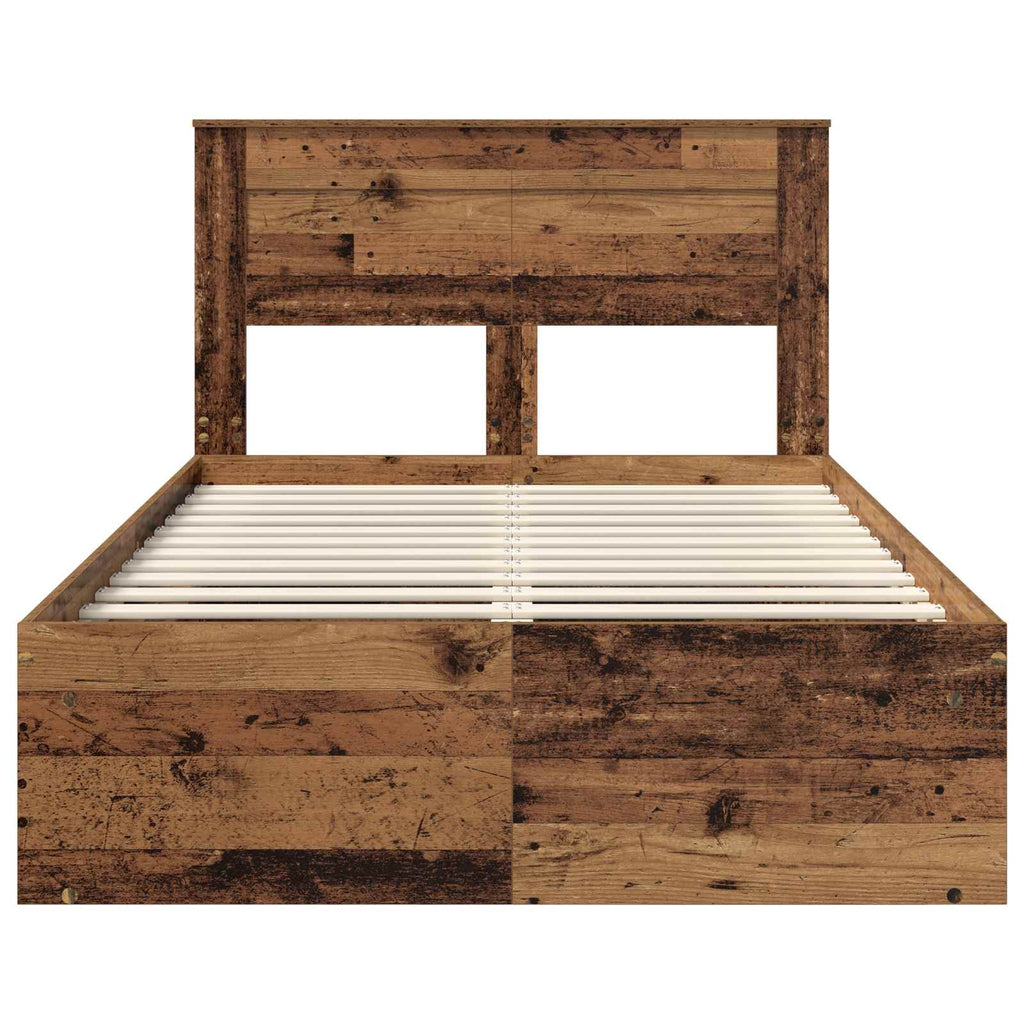 vidaXL Ramka łóżka Stare drewno 120 x 200 cm Lite drewno sosnowe