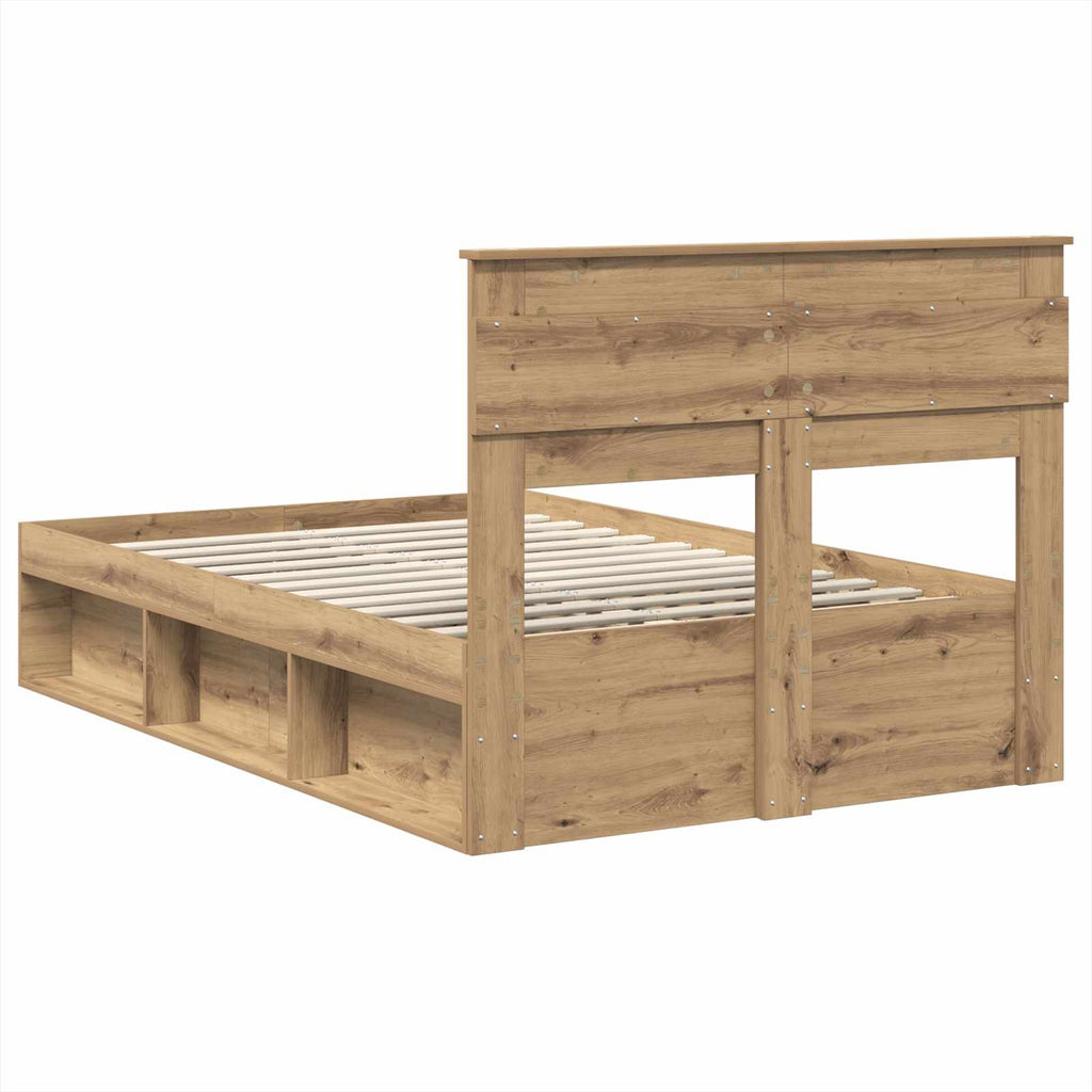vidaXL Ramka łóżka Dąb rzemieślniczy 120 x 200 cm Lite drewno sosnowe