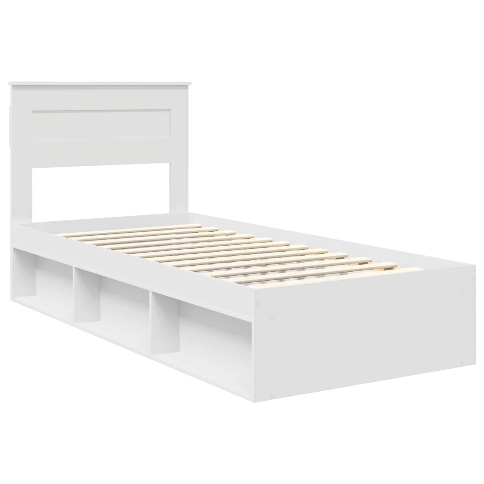 vidaXL Ramka łóżka Z zagłówkiem Biały 100 x 200 cm Lite drewno sosnowe