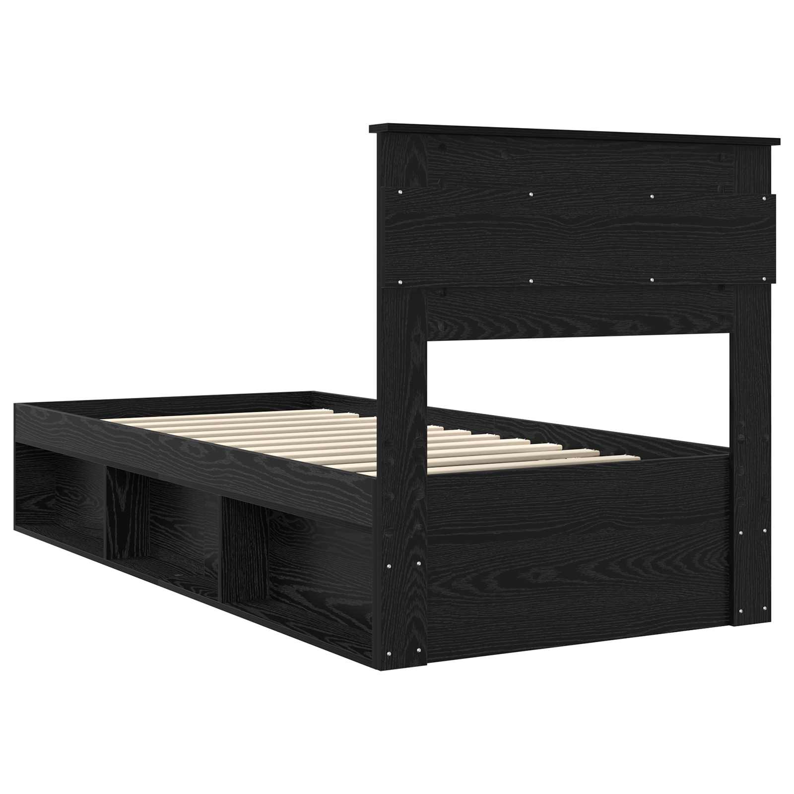 vidaXL Ramka łóżka Czarny 100 x 200 cm Lite drewno sosnowe