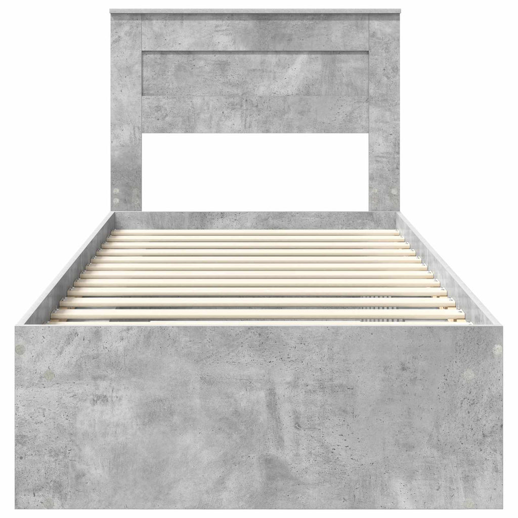 vidaXL Ramka łóżka Szary beton 100 x 200 cm Lite drewno sosnowe