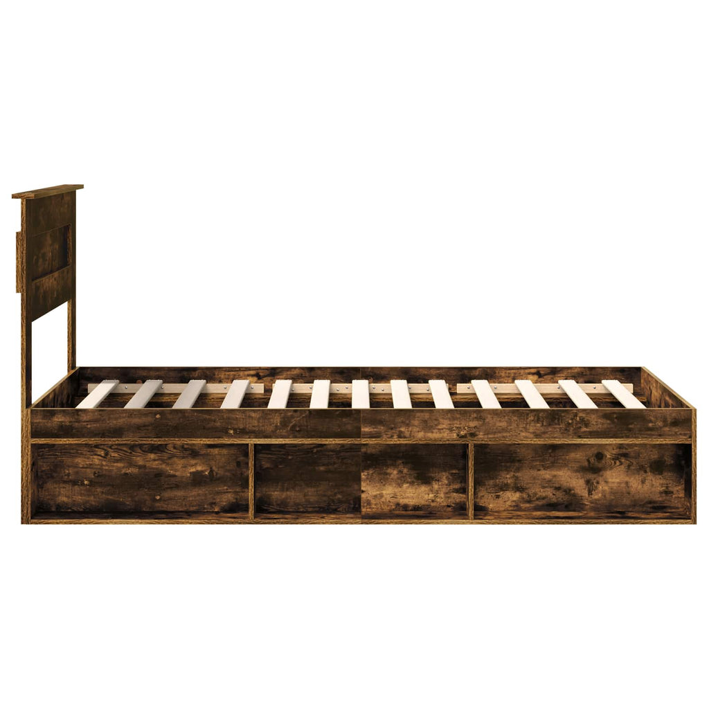 vidaXL Ramka łóżka Dąb wędzony 100 x 200 cm Lite drewno sosnowe