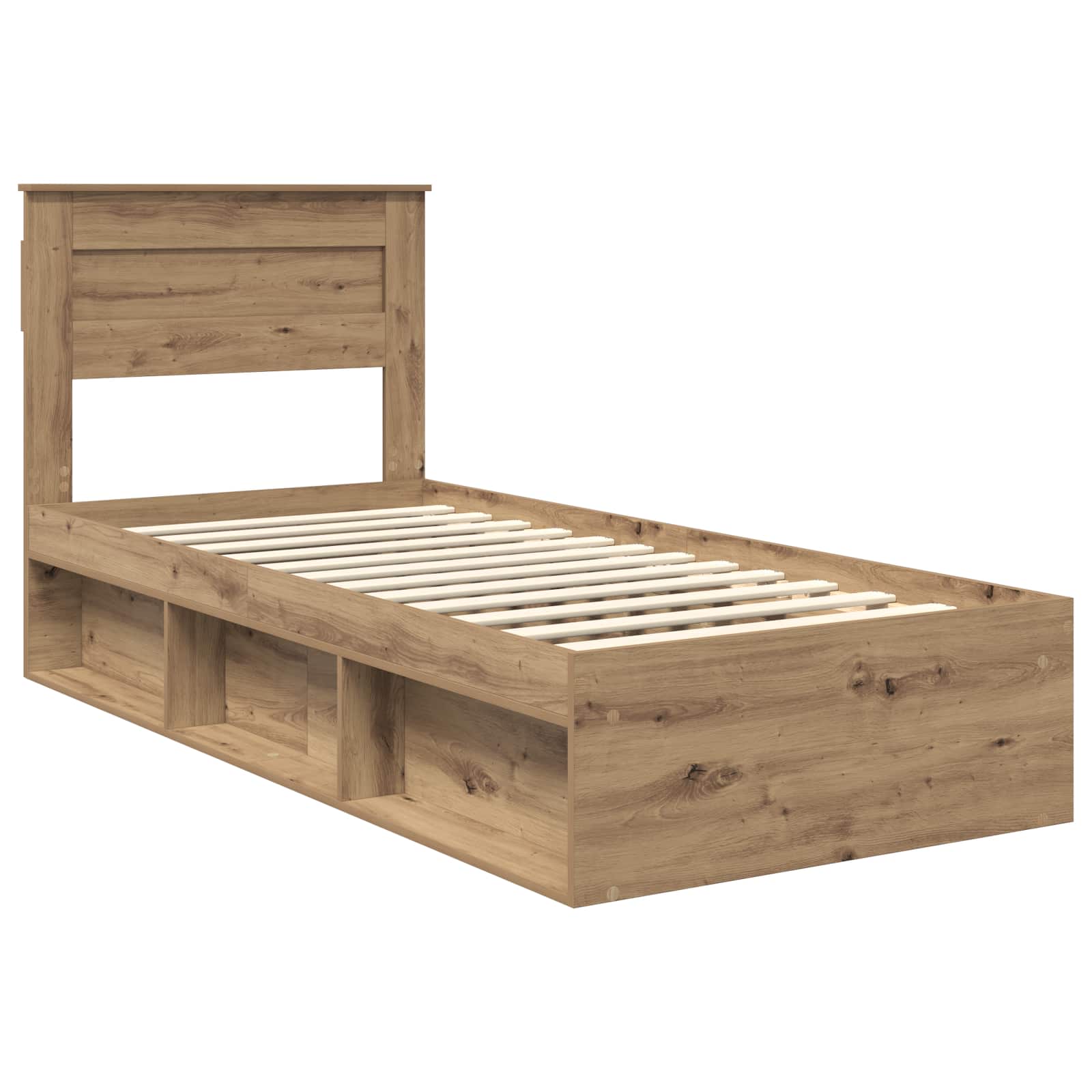 vidaXL Ramka łóżka Dąb rzemieślniczy 100 x 200 cm Lite drewno sosnowe