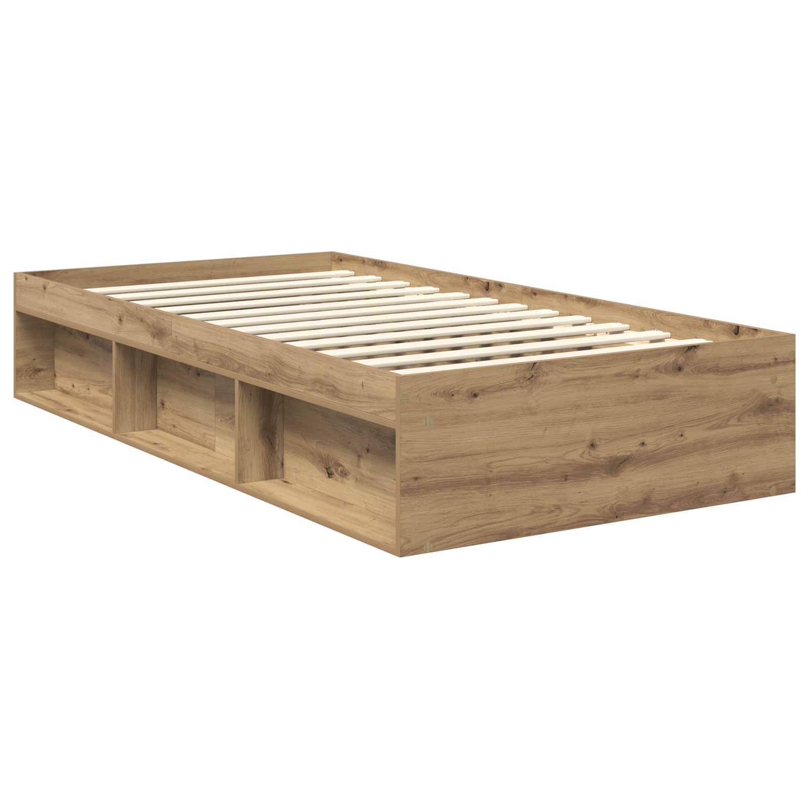 vidaXL Ramka łóżka Dąb rzemieślniczy 100 x 200 cm Lite drewno sosnowe