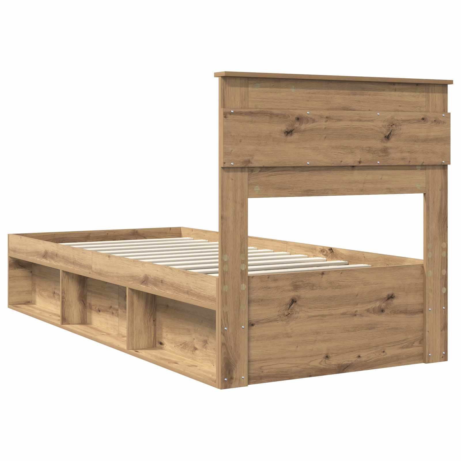 vidaXL Ramka łóżka Dąb rzemieślniczy 100 x 200 cm Lite drewno sosnowe