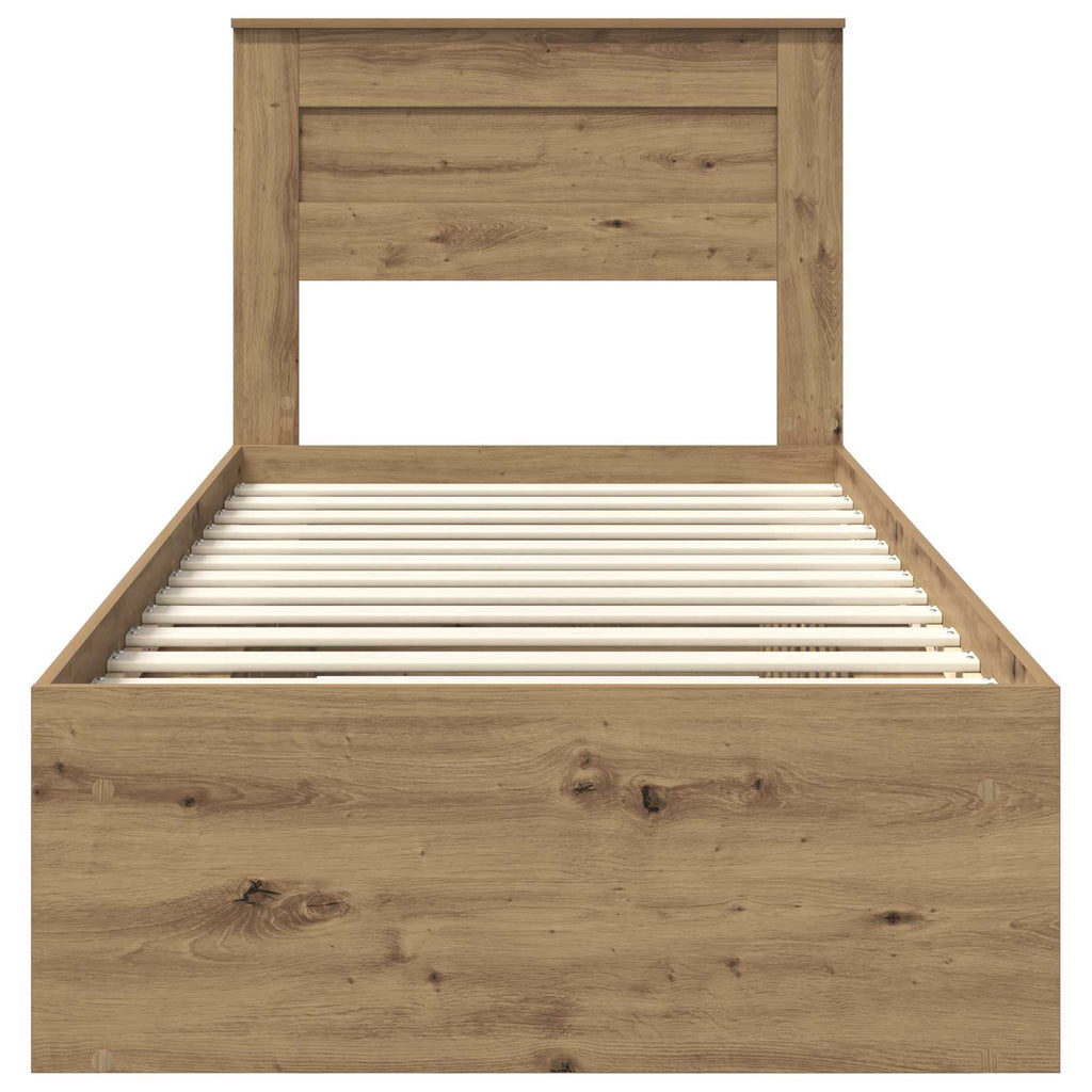 vidaXL Ramka łóżka Dąb rzemieślniczy 100 x 200 cm Lite drewno sosnowe
