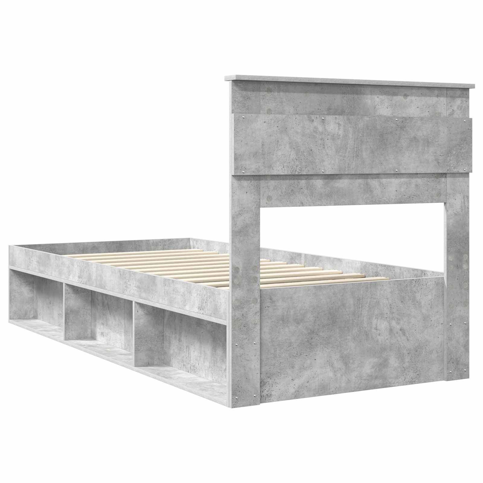 vidaXL Ramka łóżka Szary beton 90 x 190 cm Lite drewno sosnowe