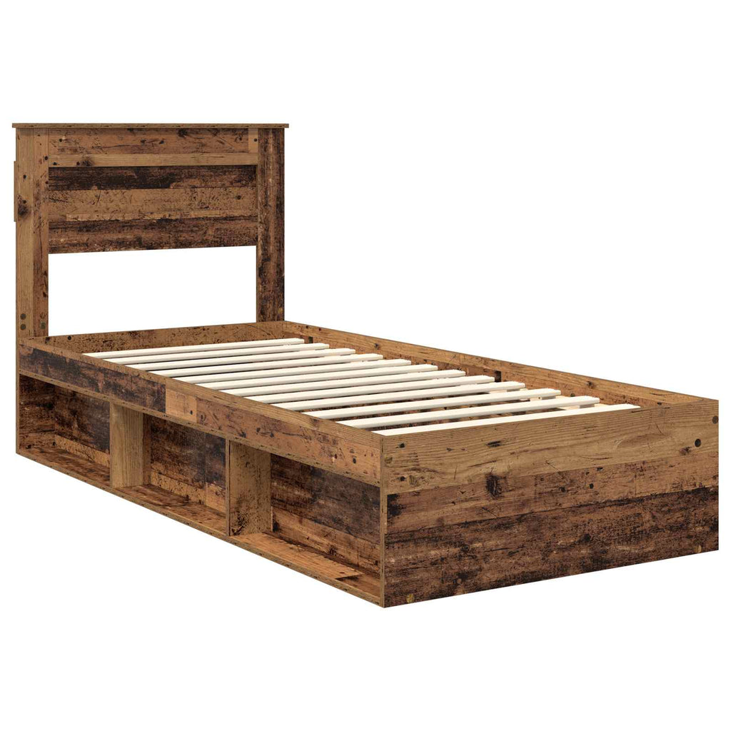 vidaXL Ramka łóżka Stare drewno 90 x 190 cm Lite drewno sosnowe