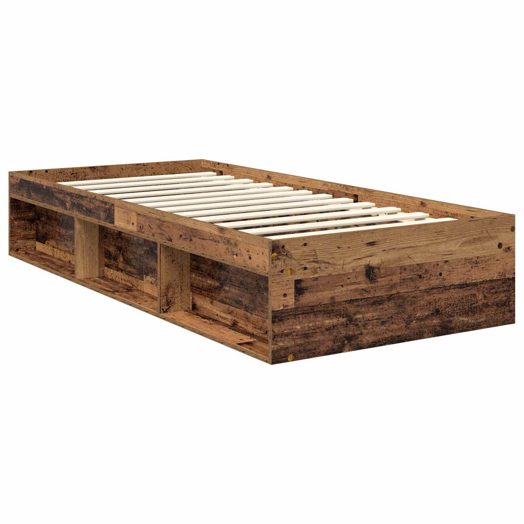 vidaXL Ramka łóżka Stare drewno 90 x 190 cm Lite drewno sosnowe