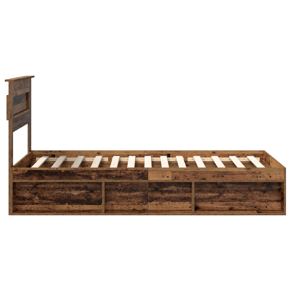 vidaXL Ramka łóżka Stare drewno 90 x 190 cm Lite drewno sosnowe