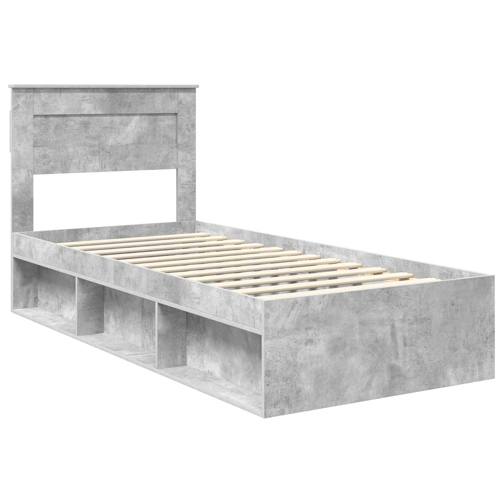 vidaXL Ramka łóżka Betonowy 90 x 200 cm Lite drewno sosnowe