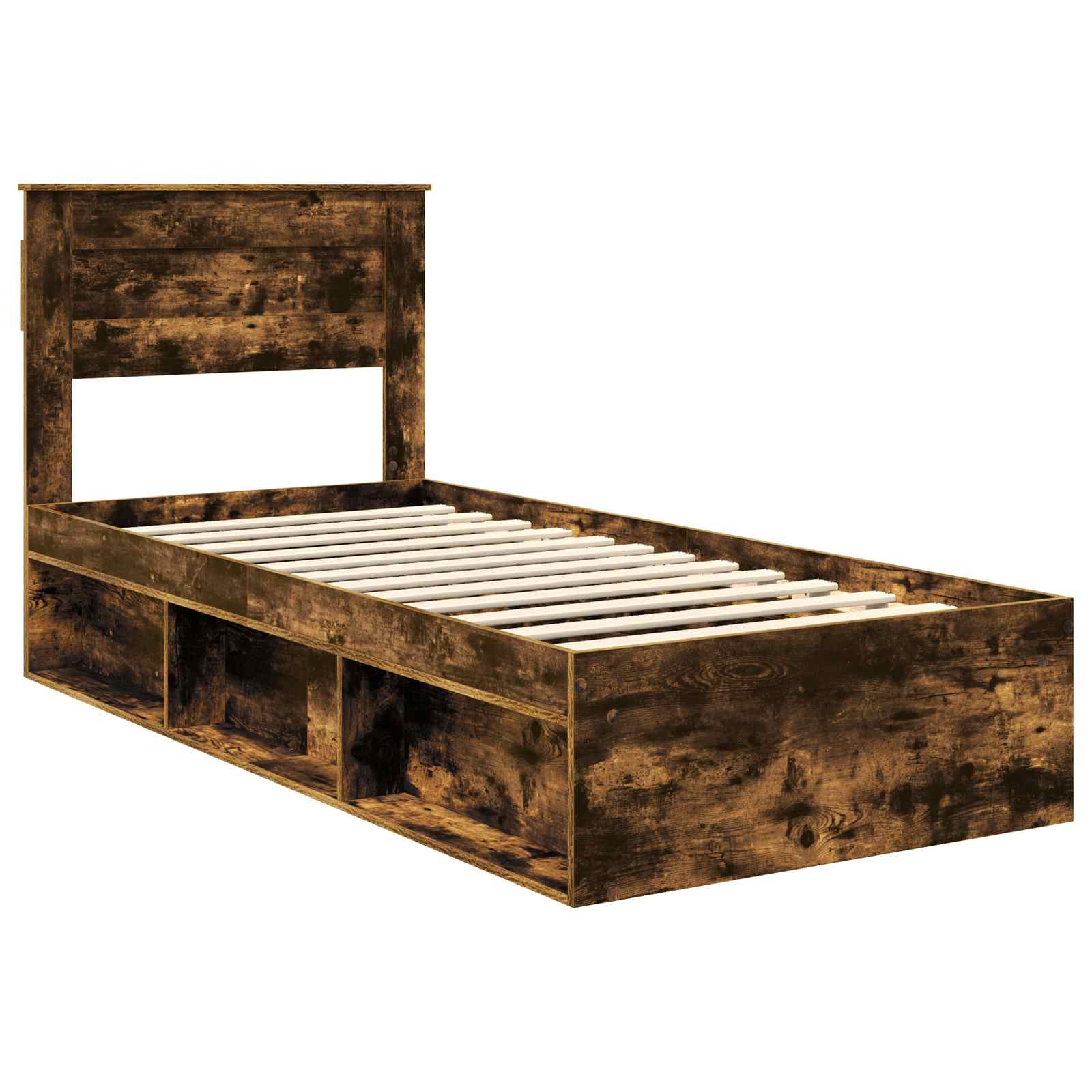 vidaXL Ramka łóżka Dąb wędzony 90 x 200 cm Lite drewno sosnowe