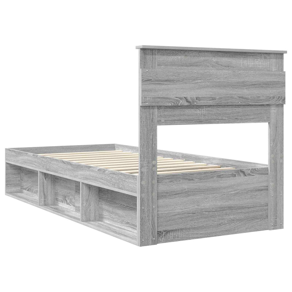 vidaXL Ramka łóżka Szary Sonoma 90 x 200 cm Lite drewno sosnowe