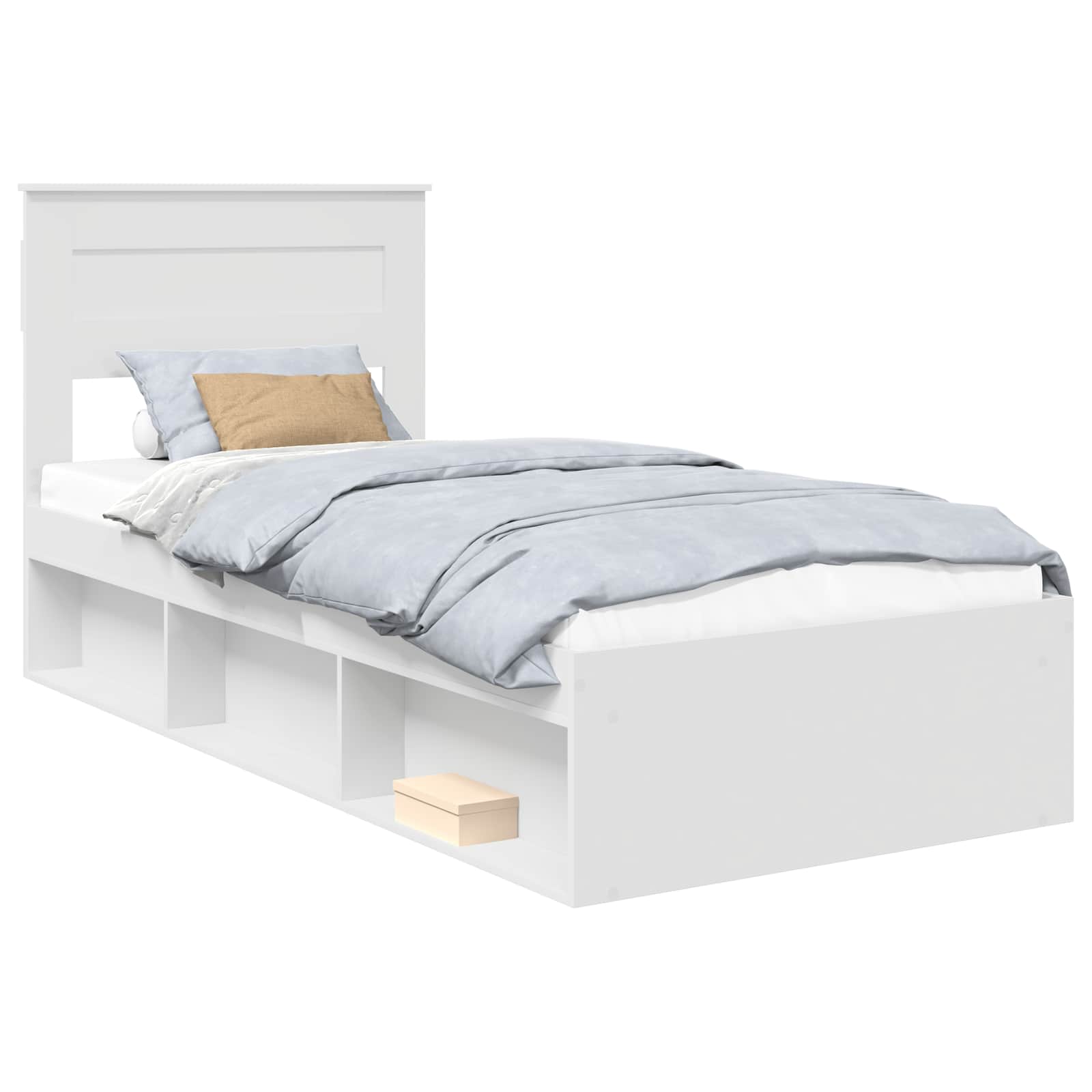 vidaXL Ramka łóżka Z zagłówkiem Biały 75 x 190 cm Lite drewno sosnowe