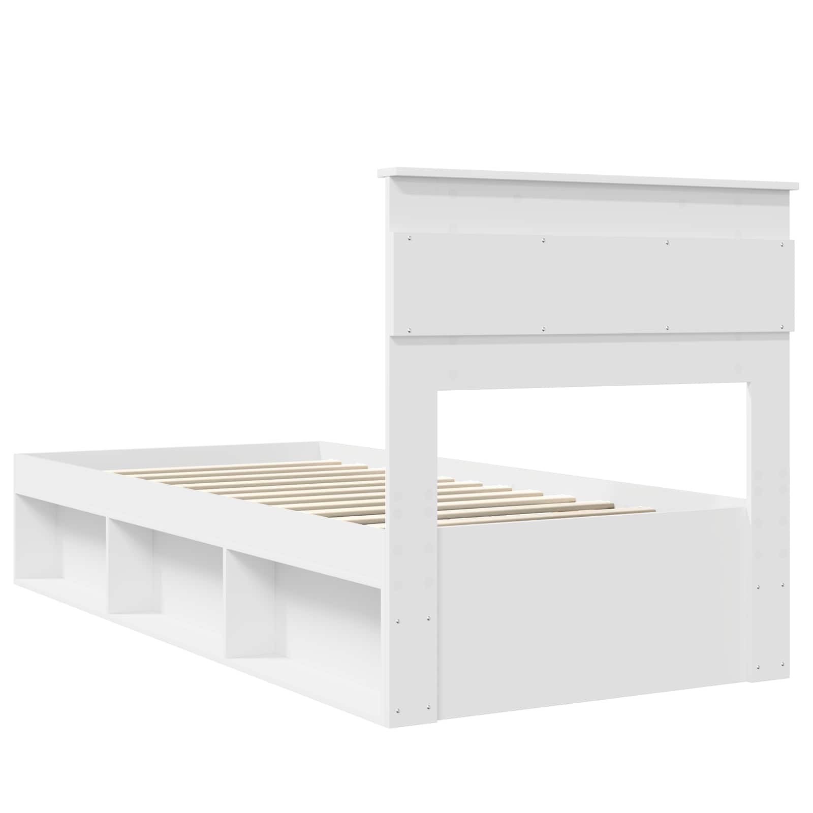 vidaXL Ramka łóżka Z zagłówkiem Biały 75 x 190 cm Lite drewno sosnowe