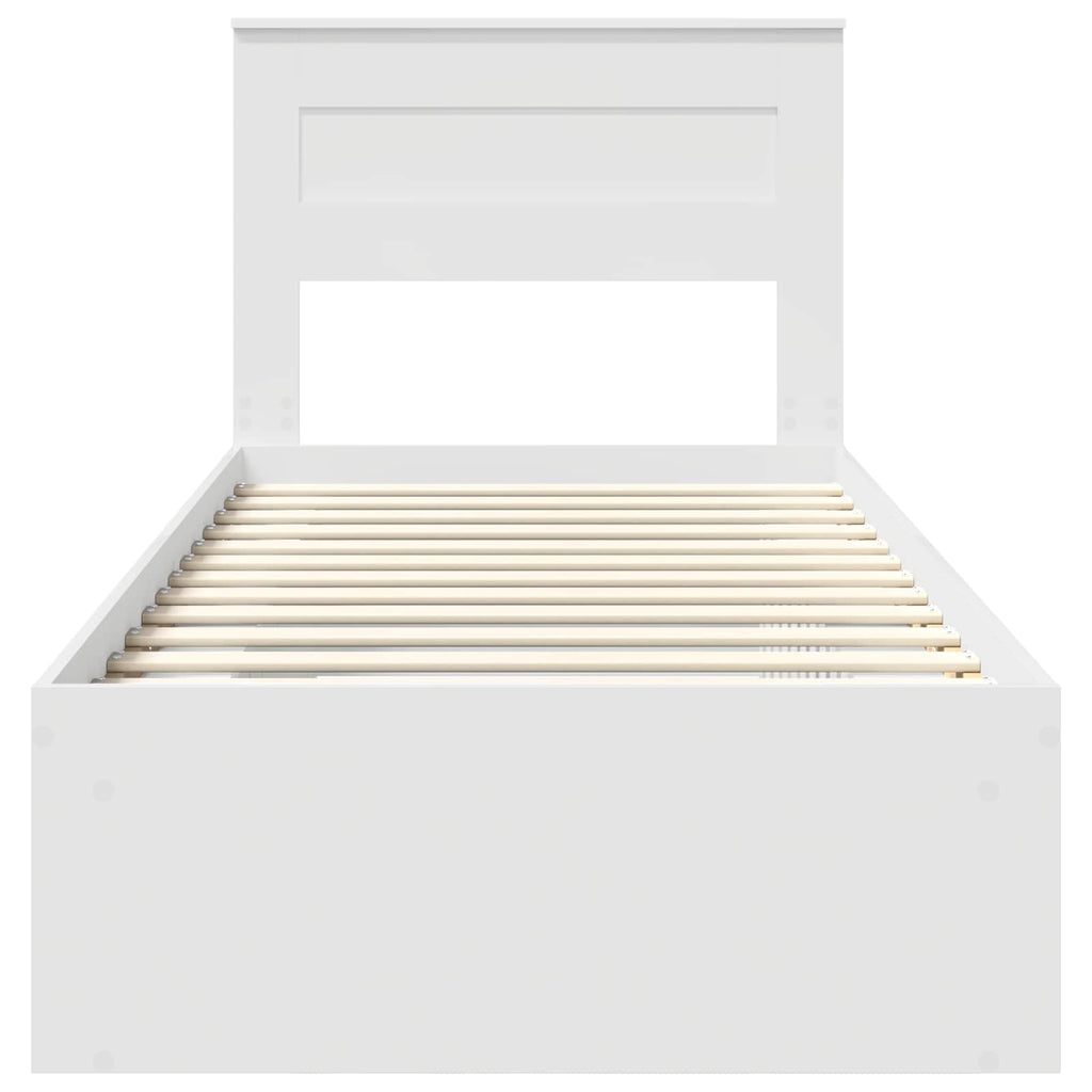 vidaXL Ramka łóżka Z zagłówkiem Biały 75 x 190 cm Lite drewno sosnowe