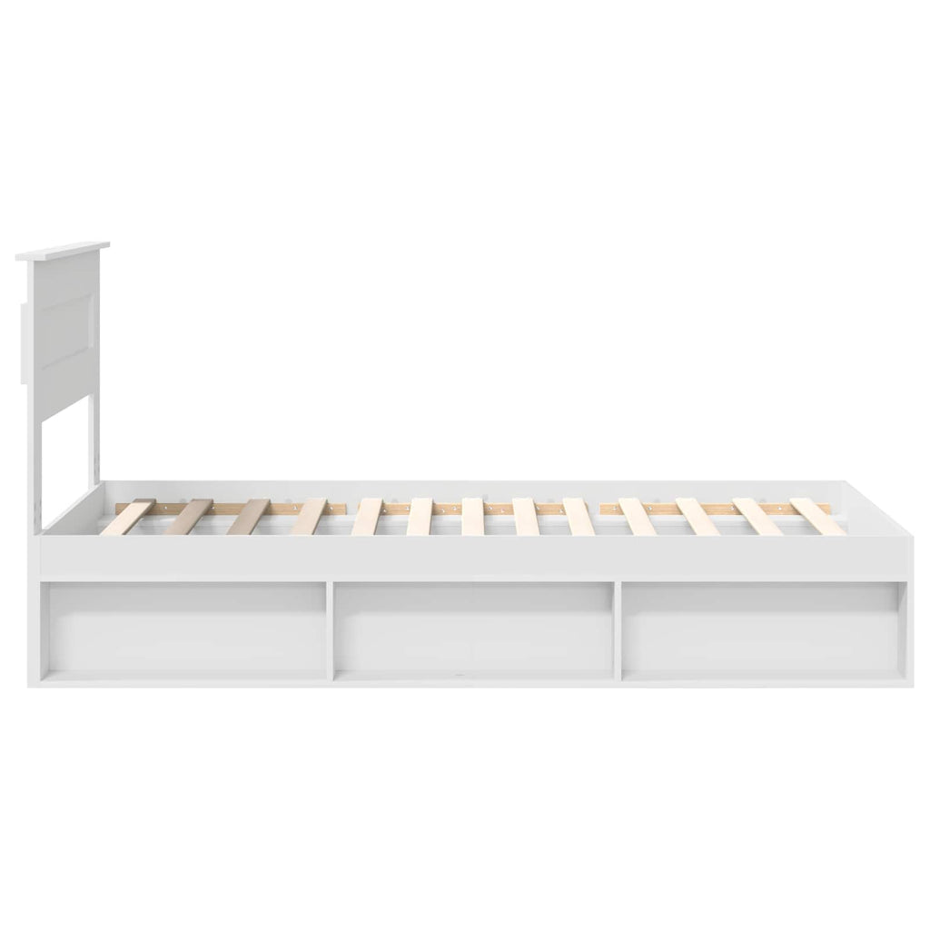 vidaXL Ramka łóżka Z zagłówkiem Biały 75 x 190 cm Lite drewno sosnowe