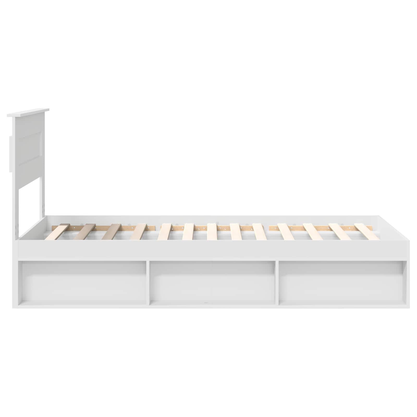 vidaXL Ramka łóżka Z zagłówkiem Biały 75 x 190 cm Lite drewno sosnowe