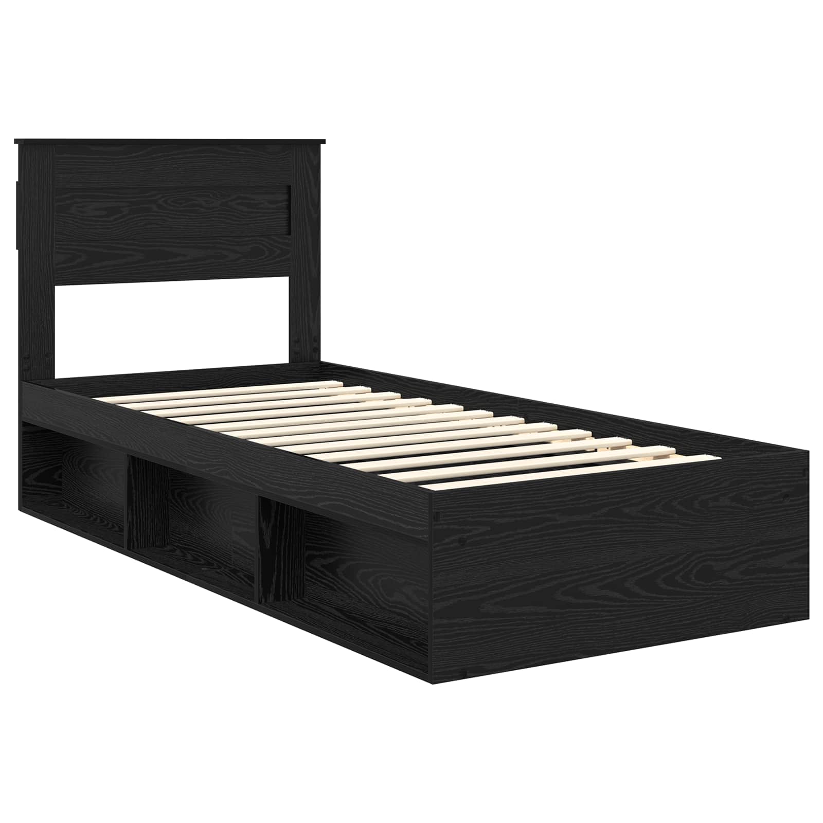 vidaXL Ramka łóżka Z zagłówkiem Czarny 75 x 190 cm Lite drewno sosnowe