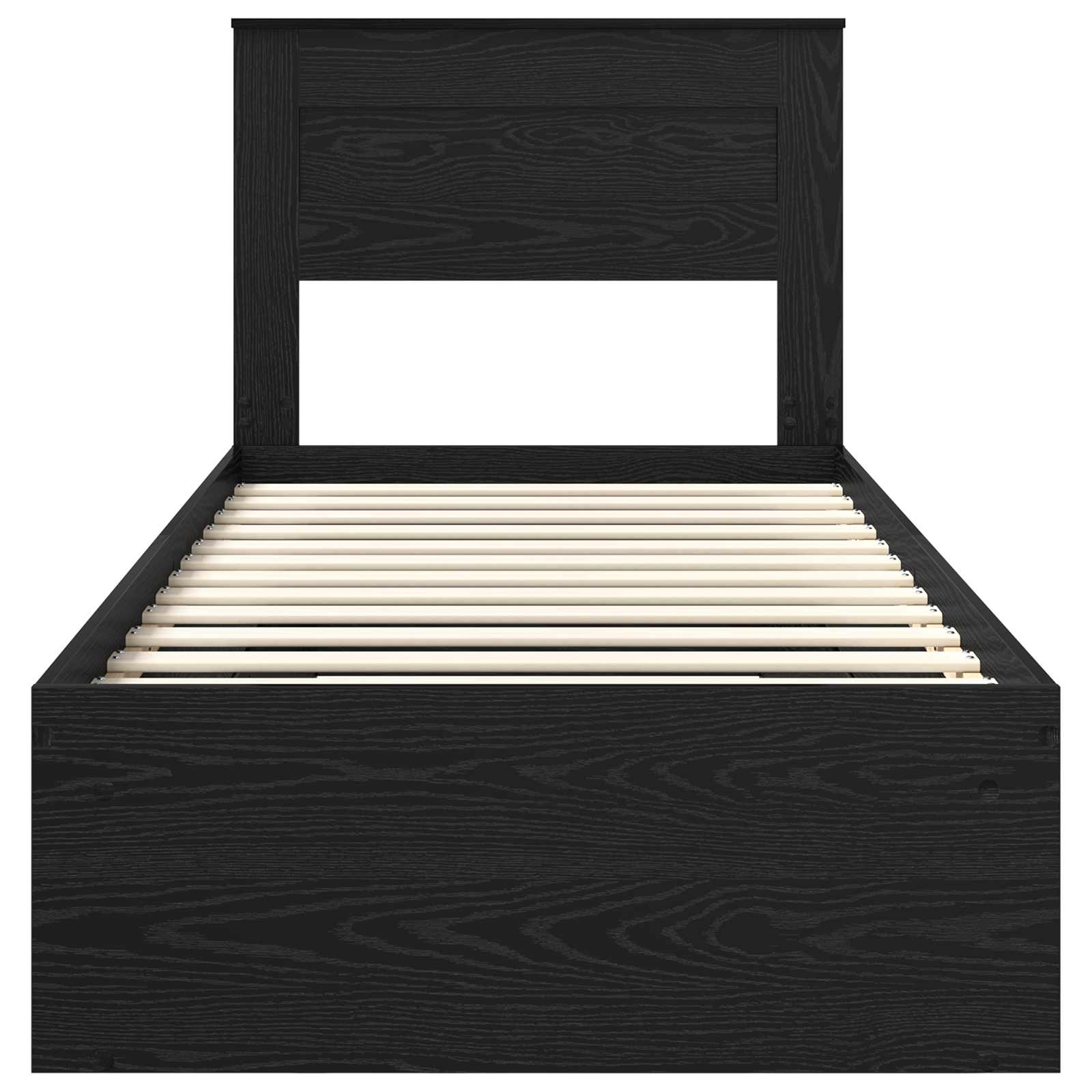 vidaXL Ramka łóżka Z zagłówkiem Czarny 75 x 190 cm Lite drewno sosnowe