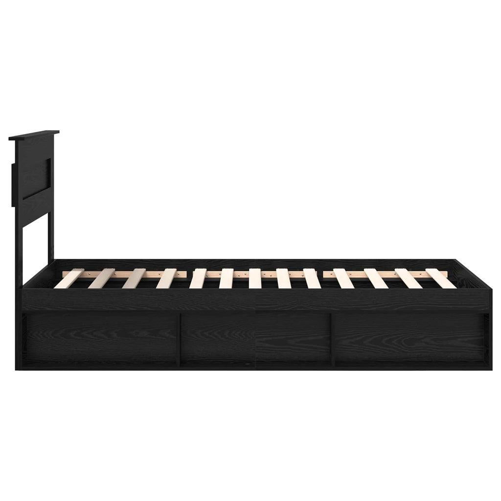 vidaXL Ramka łóżka Z zagłówkiem Czarny 75 x 190 cm Lite drewno sosnowe